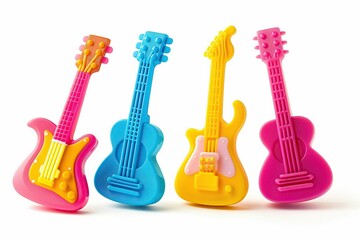 Obraz premium Toy Guitars, isolated on white