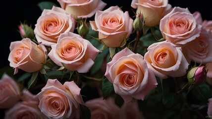 Photographs of pink roses, high definition and vividness
