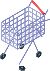 Empty shopping cart is waiting to be filled with groceries