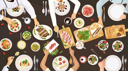 Creative Catering Poster Background: Ideal Visual Element for Food Promotion and Event Announcement