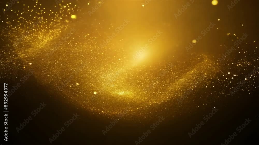 Poster gold particles abstract background with shining golden floating dust particles flare bokeh star on b