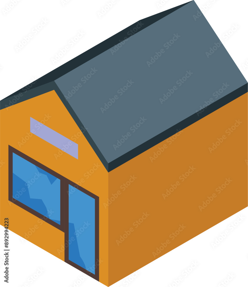 Aufkleber isometric building with broken windows representing an abandoned shop