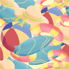 colorful beach summer seamless pattern