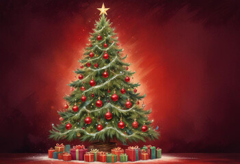 Christmas background with xmas tree and sparkle