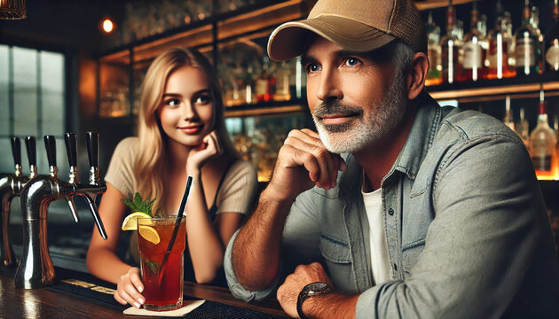 A Serene Moment at the Bar - Powered by Adobe