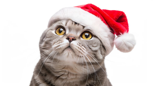 christmas cat in santa hat, AI