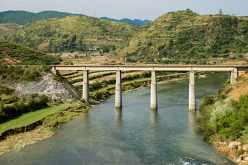 Fototapeta premium Railway bridge in mountainous area of Guizhou, China