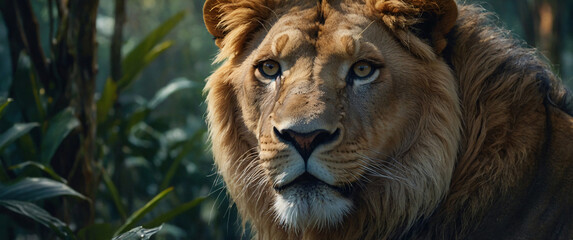 Fototapeta premium Portraits of a Tiger and a Lion in the Wild-1