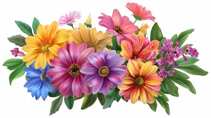 Fototapeta premium Vibrant Assorted Flowers Illustration