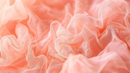 Close-up of textured pink and white fabric with soft waves
