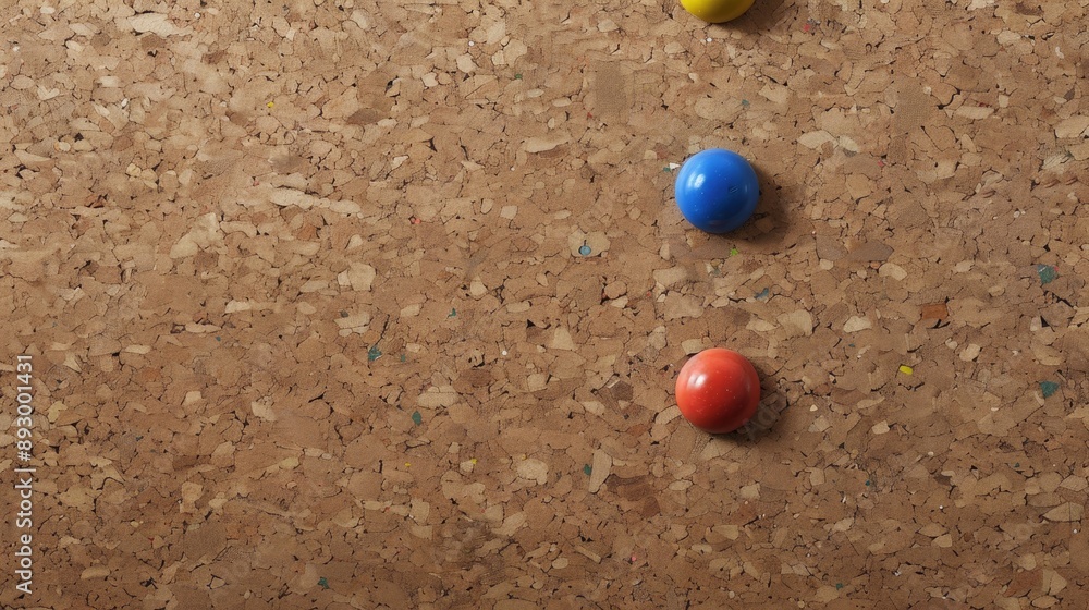Poster paper attached to cork board with push button