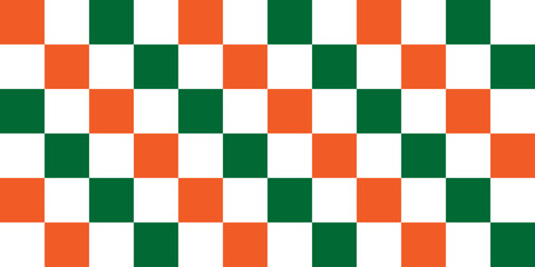India flag abstract chess, checkerboard, chessboard banner background. Vector illustration