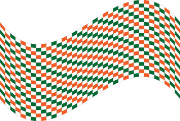 Checkerboard, chessboard, chess effect on india flag color banner background. Vector illustration