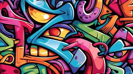 Colorful graffiti painting adorns a textured brick wall creating a striking urban art display