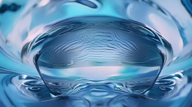 A hand reaches out to touch a mirror causing a ripple effect that distorts the reflection of the subjects face in a playful yet captivating way.