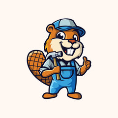 Otter Builder Cute Mascot Illustration