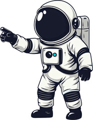 Obraz premium cartoon astronaut pointing upwards clip art