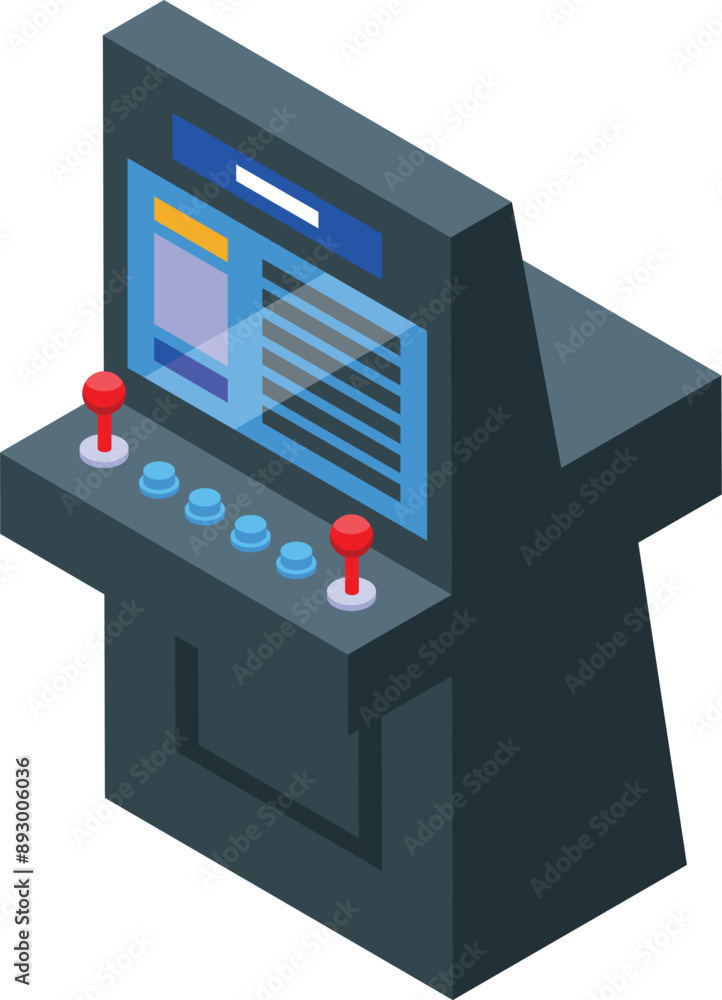 Poster arcade game machine displaying start screen, inviting players to engage in a thrilling gaming experi