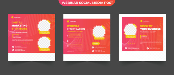 Online webinar set for social media post digital banner editable photo template