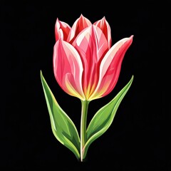 the AI Image Generator, tulipanes rosas aislado en fondo negro