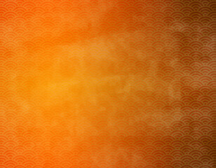 青海波文様　ゴールドのグラデーション背景イラスト　和柄