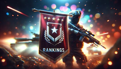 rankings banner in first person shooter game scene