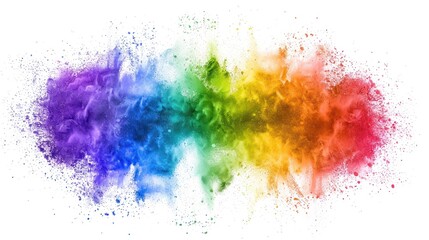 Fototapeta premium Rainbow Powder Explosion on White Background