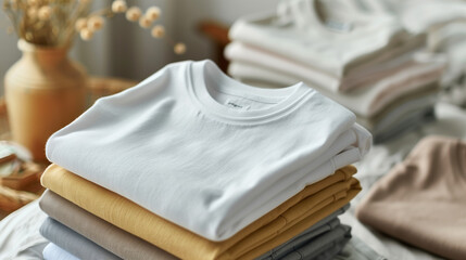 Flat View 3D Rendering of Blank Adult Long Sleeve T-Shirt Mockup for Room-Themed Ads