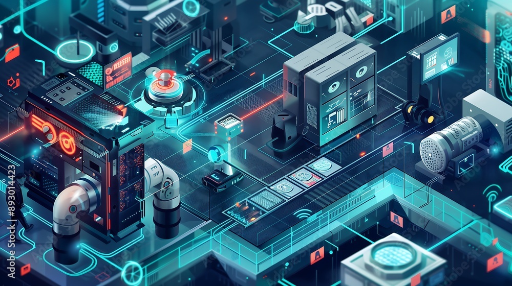 Aufkleber robotics in intelligent manufacturing engineer control automation real time monitoring