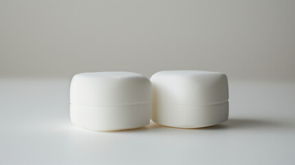 3D Rendering of a Matte White Ebeauty Product Shaped Like a Short, Wide Cylinder Marshmallow with a Super Thin Horizontal Line for Professional Advertisement