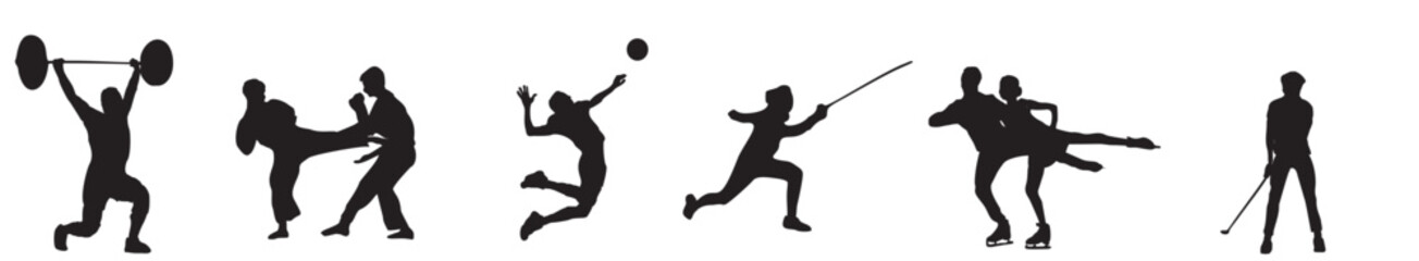 different people sports set silhouette