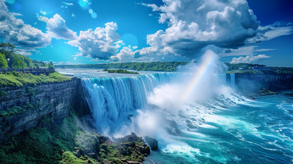 Fototapeta premium Sea foam spraying against a powerful waterfall