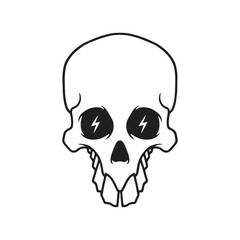 Funny skull head illustration. Cartoon funny skull logo vector. Isolated on white background.