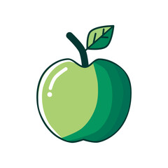 vector illustration of green apple in minimalist and flat style isolated on white background