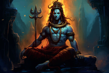 Fototapeta premium Mythical deity meditation artwork