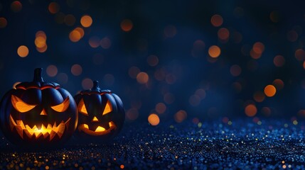 Spooky Halloween Pumpkins on Glitter Background