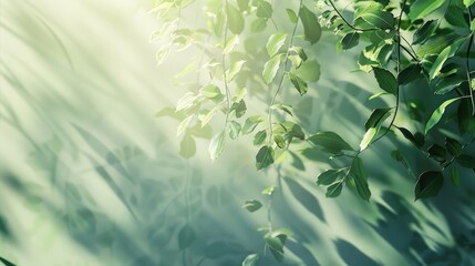 Blurred nature background with tree leaves' light and shadows on wall