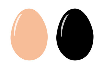 Beige and silhouette Chicken eggs in shell. Menu or recipe cards concept Isolated design elements