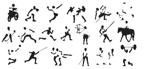 different sports set silhouette