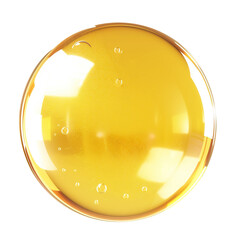 Shiny Yellow Bubble on Transparent Background PNG - Sphere Ball Bubble Round Glossy Shape Gum Object 3D
