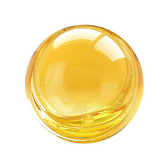 Shiny Yellow Bubble on Transparent Background PNG - Sphere Ball Bubble Round Glossy Shape Gum Object 3D
