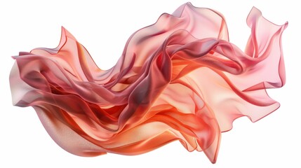 Elegant flow of red and pink fabric on white background, abstract art for fashion and beauty concepts