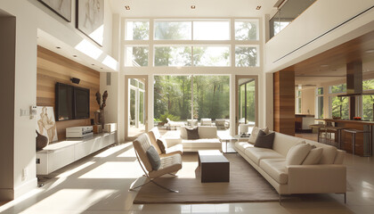 Fototapeta premium Living room interior design in minimalist style