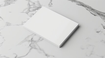 Top view of blank business card mockup on marble background