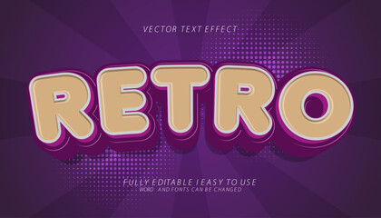 3d editable retro text effect, trendy style text effect template