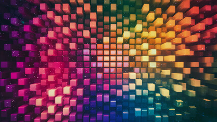 Fototapeta premium A vibrant and dynamic 3D grid pattern that appears to be akin to a digital equalizer or sound wave.