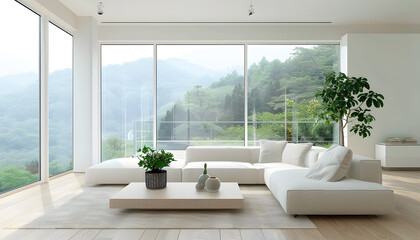 Fototapeta premium Living room interior design in minimalist style