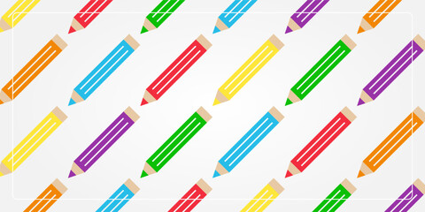 colorful back to school seamless pattern background with pencil icons. design for banner, poster, greeting card, social media.