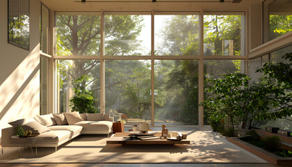 Fototapeta premium Living room interior design in minimalist style