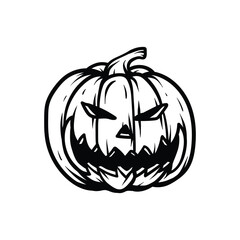 halloween pumpkin scary face art style sketch classic vintage design illustration